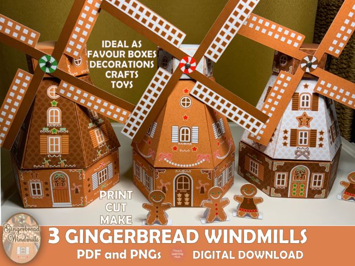 Design Technology Gingerbread Windmills, Christmas Crafts, Classroom Display