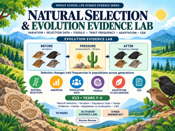 Natural Selection & Evolution Evidence Lab – KS3 Biology 70 Pages