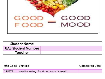 Pupil teaching booklet - AQA Unit award - Healthy eating (Food and Mood) 115873