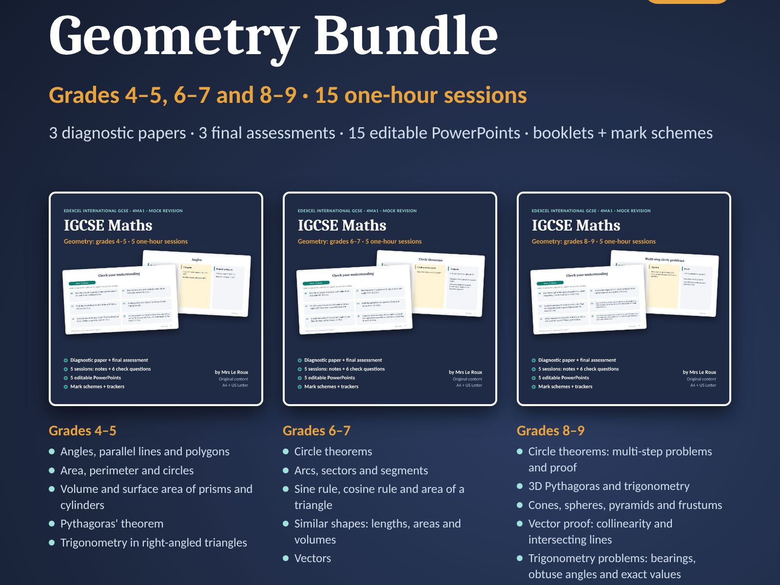 IGCSE mock revision Geometry, all grades (Edexcel 4MA1)