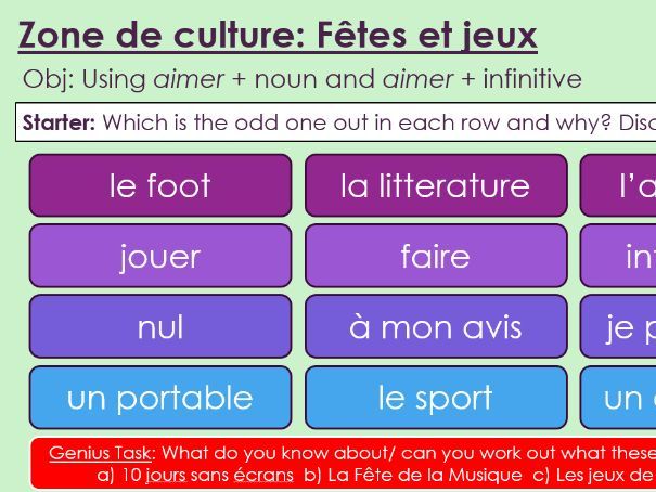 NEW 2026 GCSE French. Higher/Rouge. Module 1. Zone de culture. Fêtes et jeux