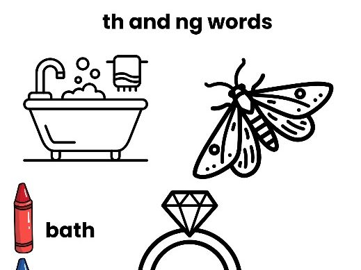 Phase 3 TH & NG Digraph Worksheet – Colour the Words & Pictures