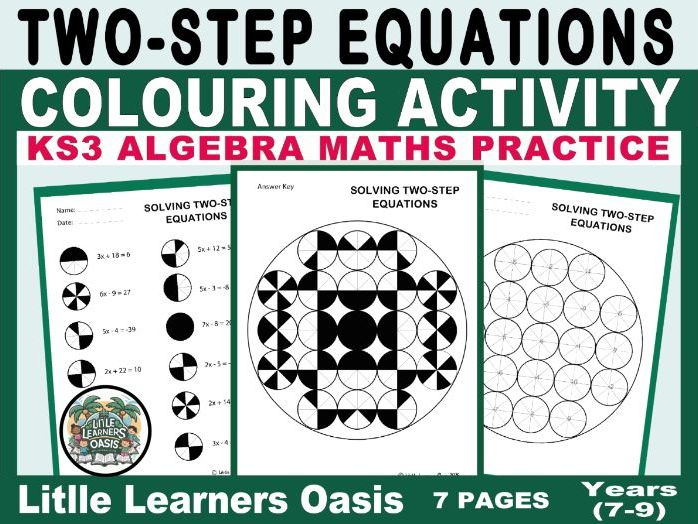 Two-Step Equations Colouring Activity | KS3 Algebra Maths Practice