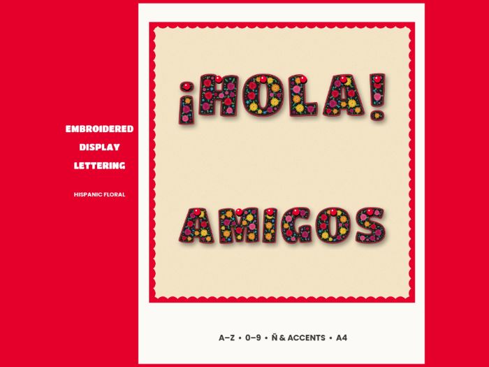 Hispanic Floral Display Lettering A-Z and 0-9
