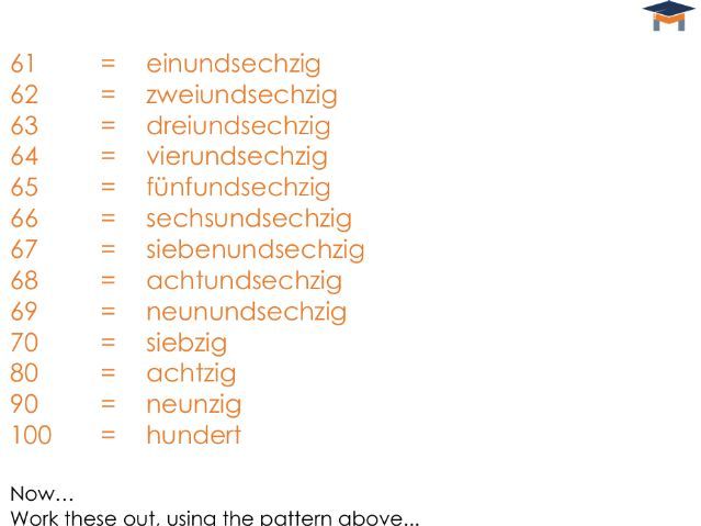 German - Higher numbers logic worksheet
