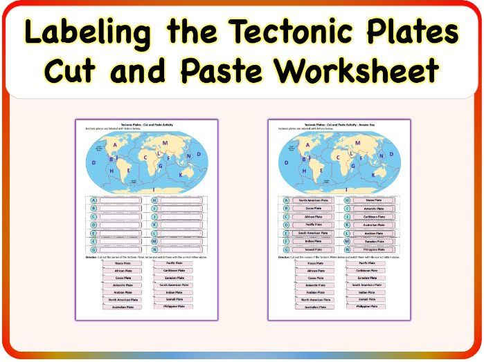 Labeling the Tectonic Plates - Cut and Paste Worksheet Activity (Printable)