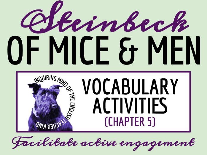 Of Mice and Men Chapter 5 Vocabulary Activities | Crossword Puzzle | Word Search