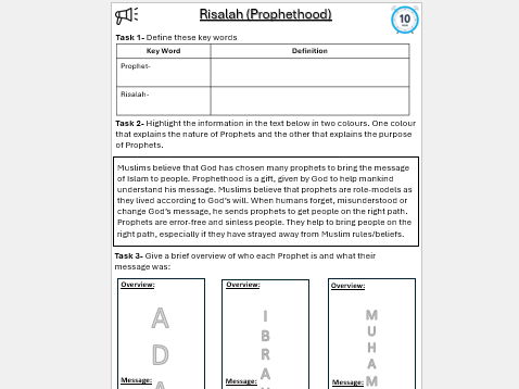 Islam Beliefs & Teachings Homework Booklet AQA