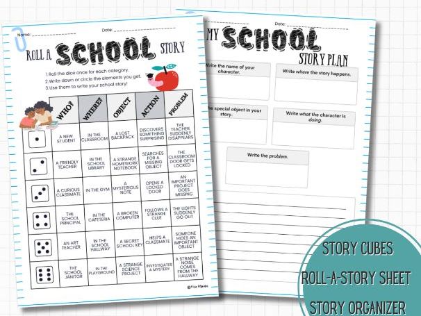Roll a school story – ESL Roll the Dice Speaking & Writing Activity | Creative Writing Game