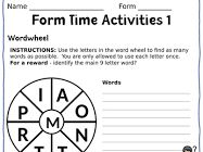 Set of KS3/KS4 Form Time Activities