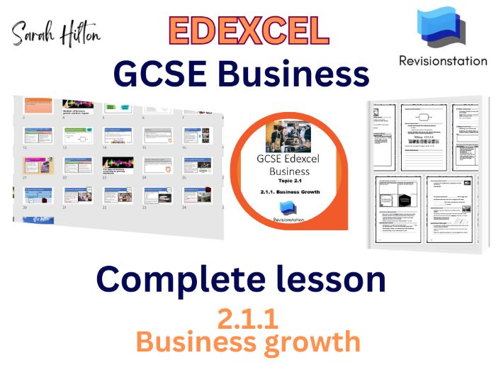 EDEXCEL GCSE BUSINESS 2.1.1 BUSINESS GROWTH (COMPLETE LESSON) 211