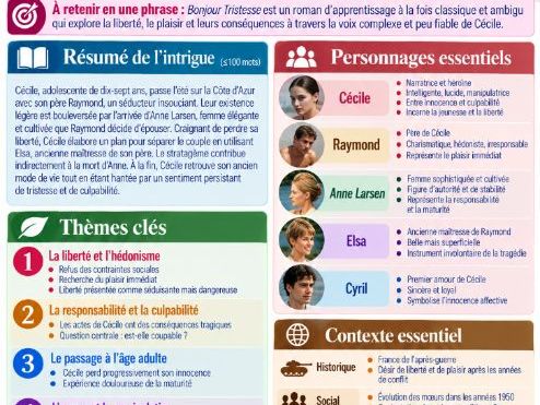 Bonjour Tristesse - Françoise Sagan: knowledge organisers