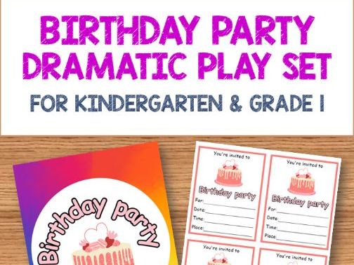Birthday Party Dramatic Play Set for Kindergarden & Grade 1
