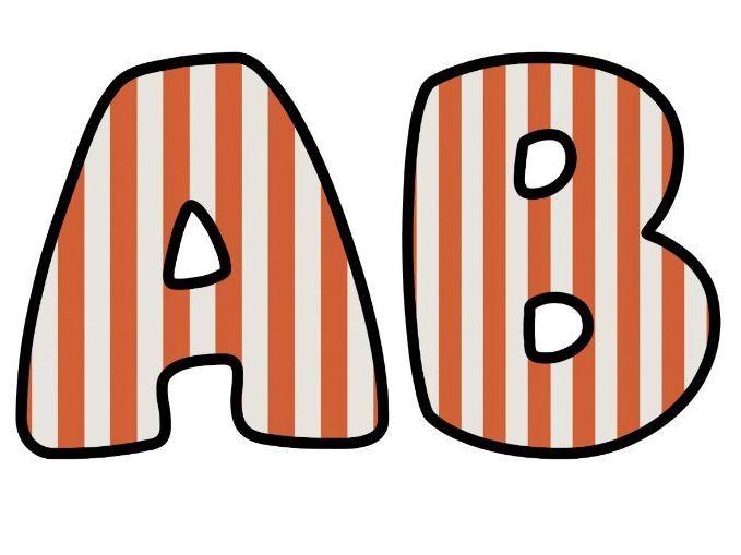 Orange Stripes Themed Lettering Set | Classroom Display | Upper & Lowercase, 0-9
