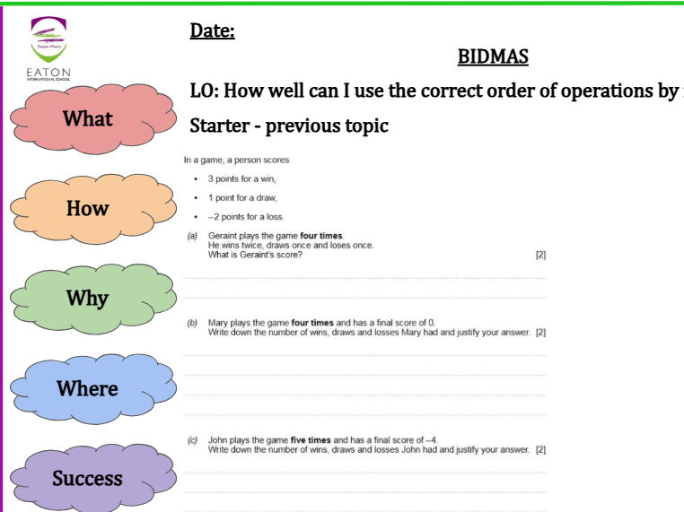 BIDMAS - Oder of Operations