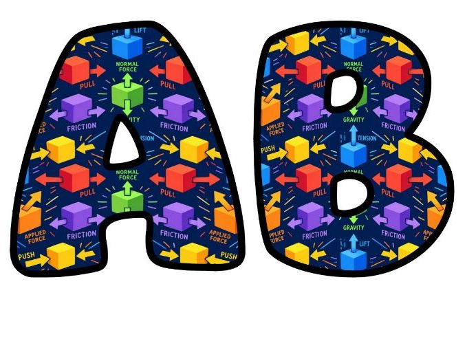 Physics Forces Push Pull Bubble Letters | Science Topic Bulletin Board Letters