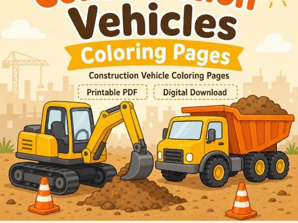 Construction Vehicles Coloring Pages | Construction Vehicle Coloring Pages | Printable PDF