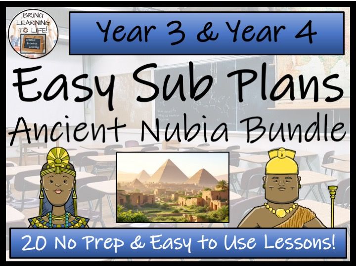 Emergency Sub Plans: Ancient Nubia Bundle | Year 3 or Year 4