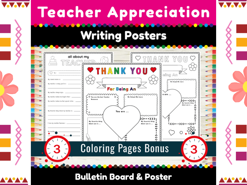 Teacher Appreciation Week Writing Posters : Thank You Gift from Student