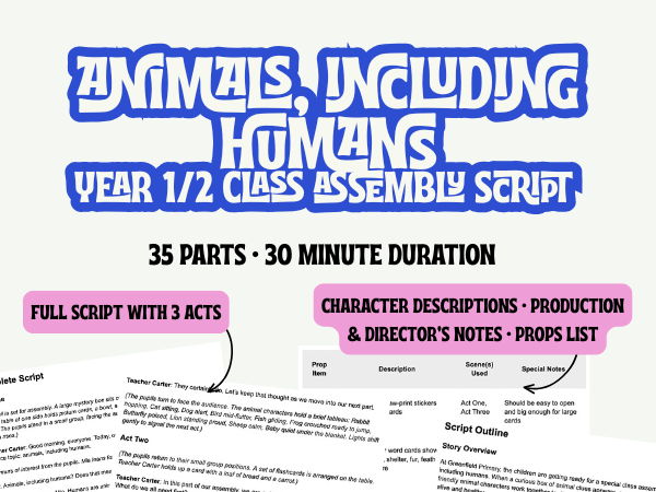 KS1 Animals, Including Humans Assembly Script