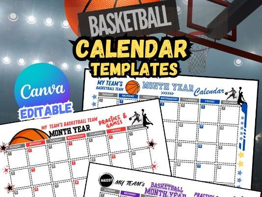 Basketball Season Calendar Template | Editable Practice & Game Schedule | Printable Coach and Team