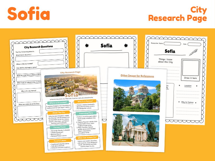 Sofia City Research Project | Bulgaria Geography & Landmark Worksheets