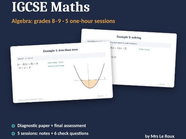 IGCSE mock revision: Algebra grades 8–9 (Edexcel 4MA1)
