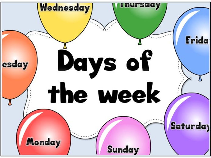 Days of the week balloons display