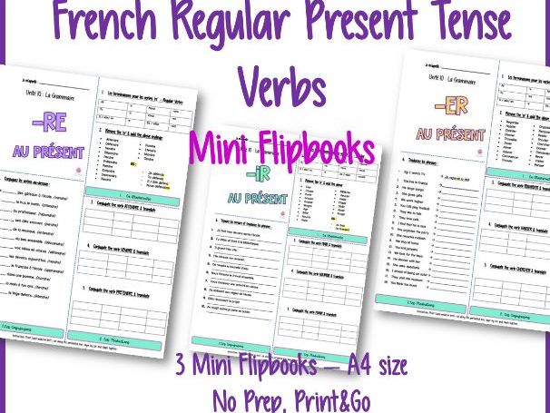French Grammar Flipbooks: Regular Verbs (-er / -ir / -re)