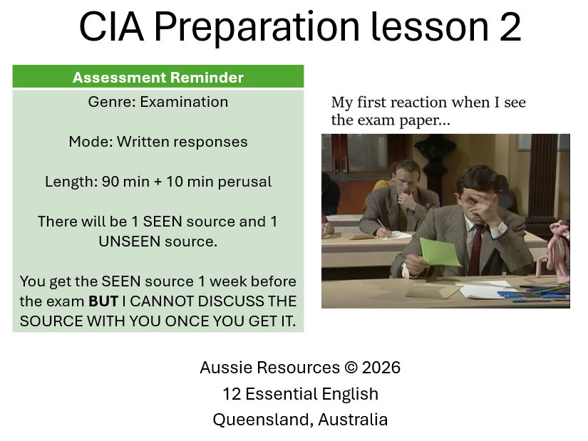 12 Essential English – CIA Exam Prep (QLD) – Identifying Representations in texts