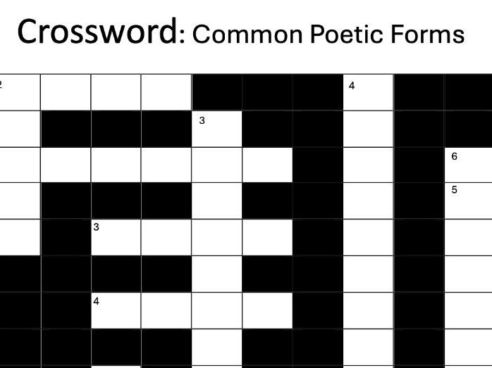 Crossword: Common Poetic Forms