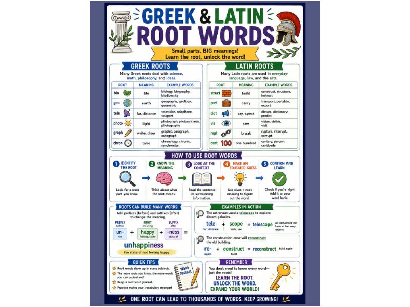 Greek & Latin Root Words Classroom Poster
