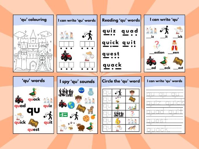 'qu' Phonics Sound Workbook – Early Reading & Writing Activities