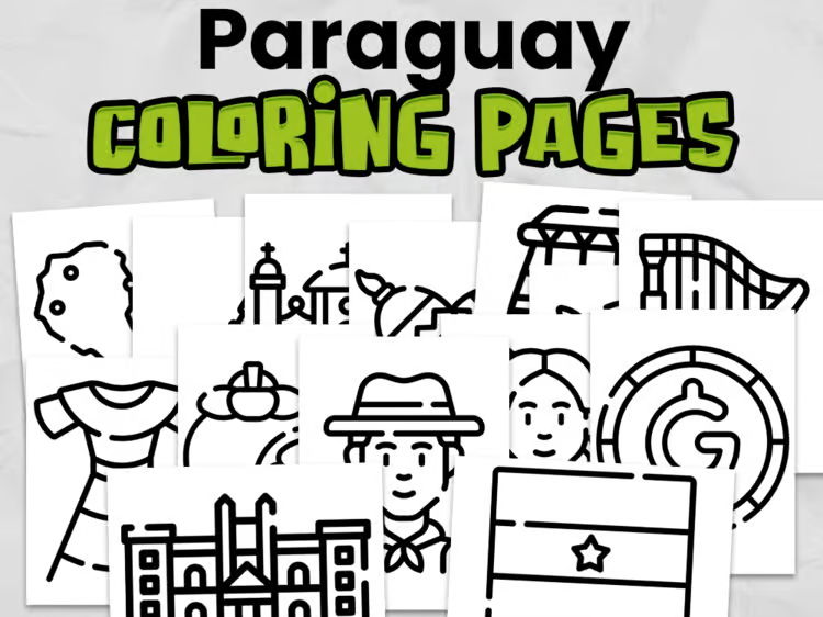 Paraguay Colouring Pages | Paraguay Country Study | South America Geography Activity