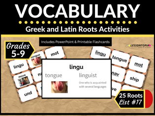 Greek and Latin Roots Vocabulary Activities | List #17 | Prefixes, Suffixes, Word Parts