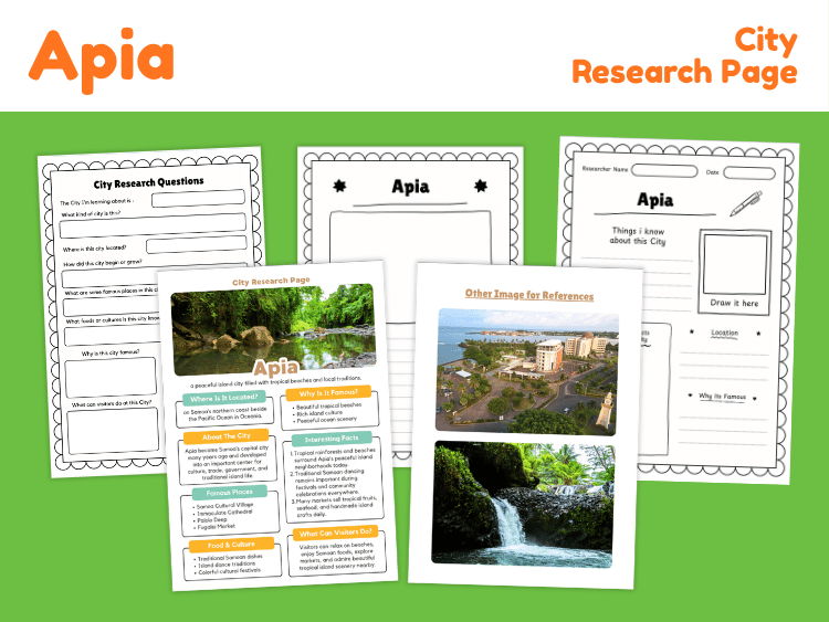 Apia City Research Project | Samoa Geography & Culture Worksheets