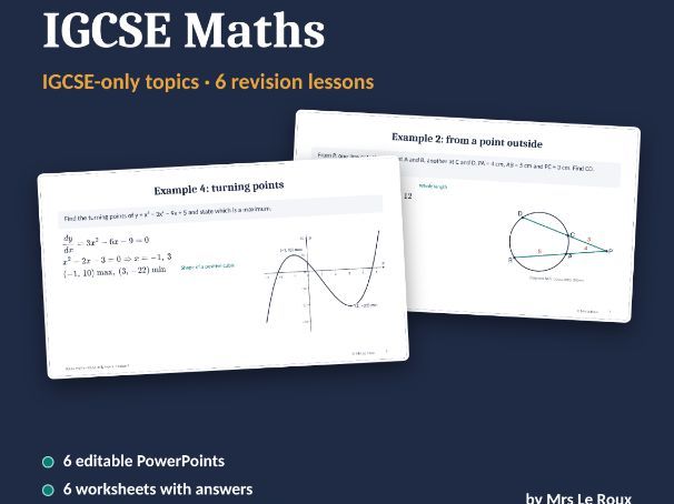 IGCSE-only topics revision pack (Edexcel International GCSE 4MA1)