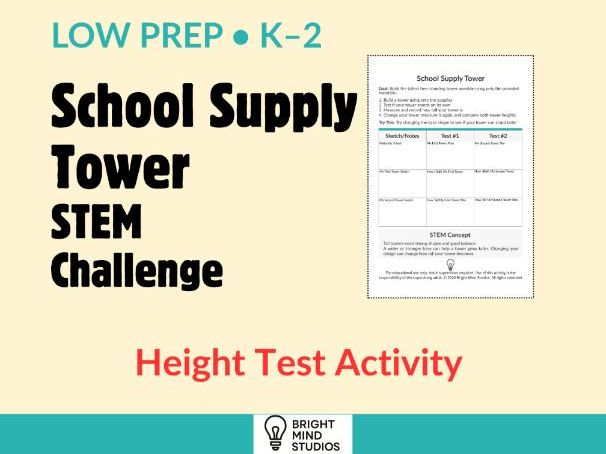Primary School Supply Tower Height Test STEM Challenge
