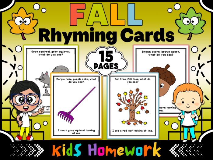 Fall-Themed Rhyming Cards – Perfect for Early Literacy Practice