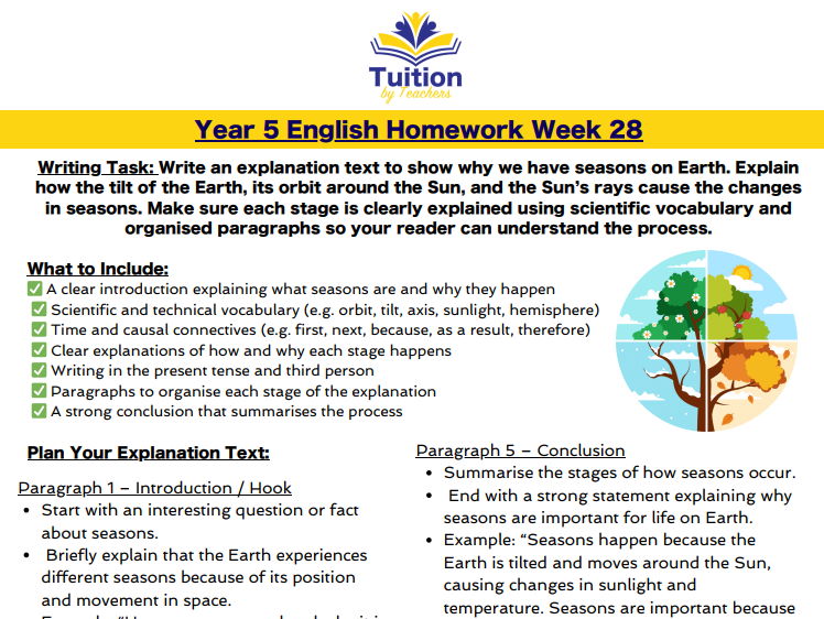 28. Year 5 - Creative Writing & Spelling