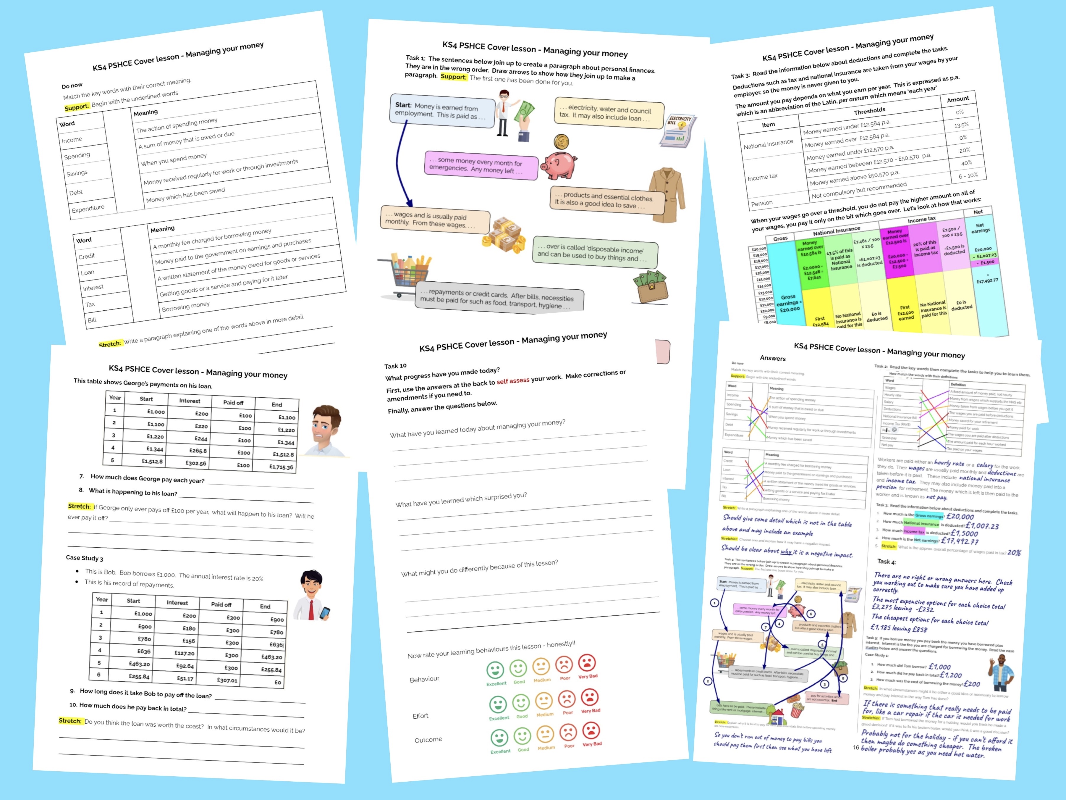 PSHCE cover lesson KS3 & 4 - standalone lesson on managing money with answers