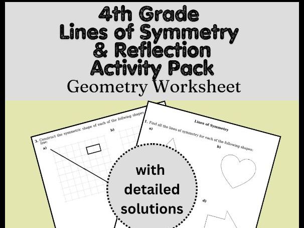 4th Grade Lines of Symmetry & Reflection Activity Pack | Geometry Worksheet
