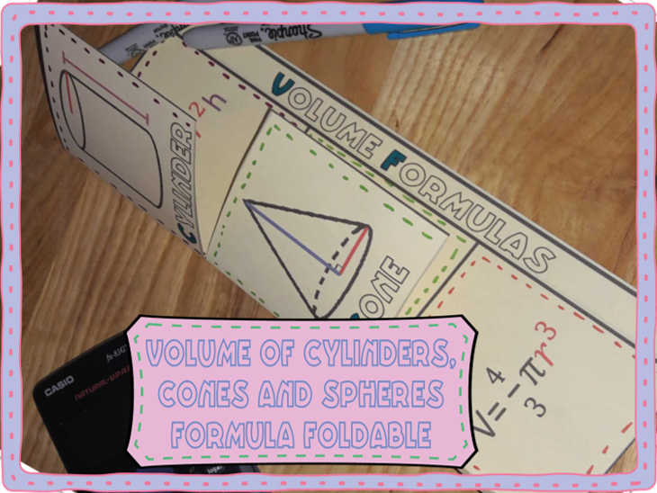 Volume Of Cylinders Cones And Spheres Formula Reference Foldable