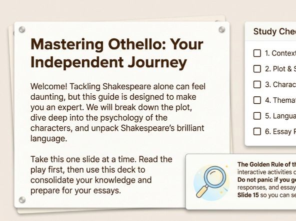 Othello Study Guide | Shakespeare Self-Paced Slide Deck | Independent Study