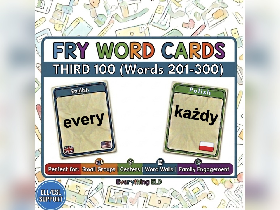 Polish-English Fry Words: Third 100 Flashcards