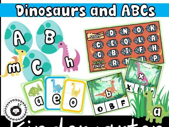 Dinosaur alphabet game Printables for Kindergarten ABCs and Vowel GO FISH