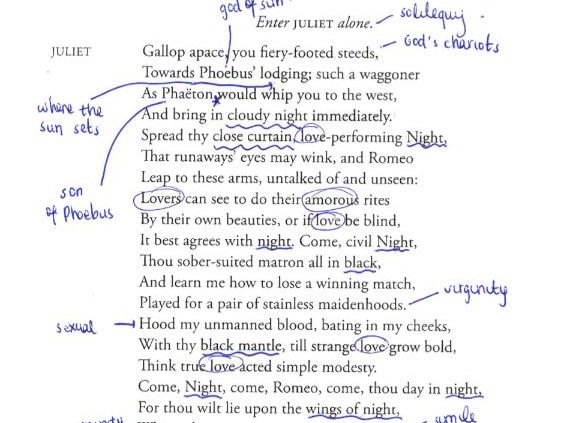 GCSE Literature - Romeo and Juliet Annotations