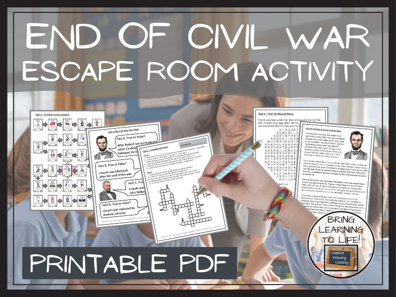 End of the Civil War & Lincoln Assassination Escape Room Activity