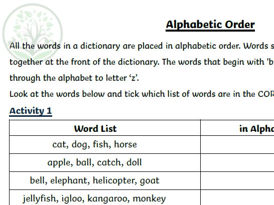 1. Introduction to Alphabetic Ordering