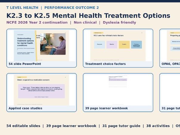 PO2: Supporting Mental Health; K2.3 to K2.5 Treatment Options